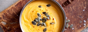 Buckwheat soup with pumpkin and orange ginger scent