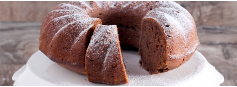 Chocolate cake with common wheat flour type 1