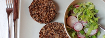 soy, mushrooms and quinoa burgers