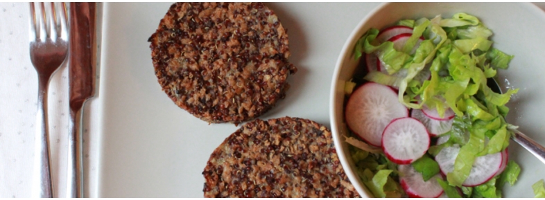 soy, mushrooms and quinoa burgers