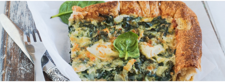 Gluten free Quiche with spinaches and mozzarella