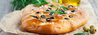 Whole flat bread with olives