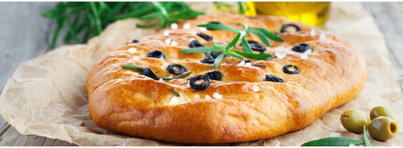 Whole flat bread with olives