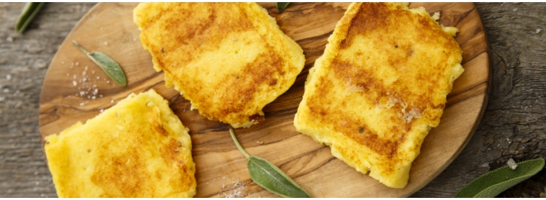 Fried polenta with boletus sauce