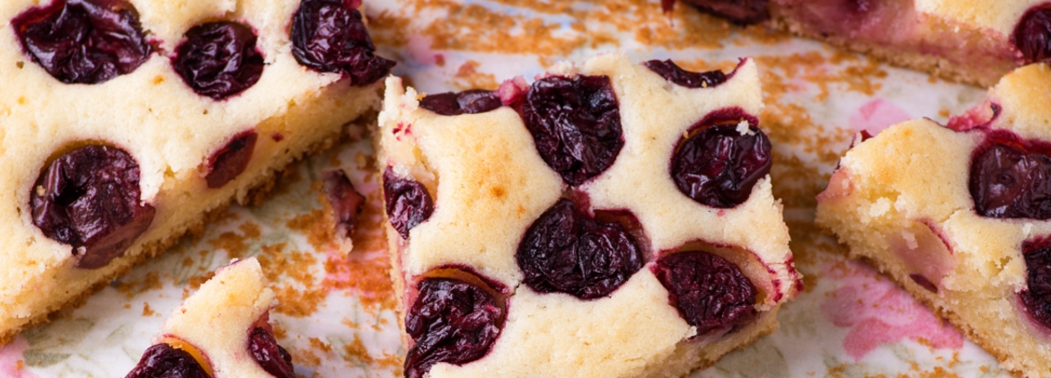 Sweet flat bread with cherries