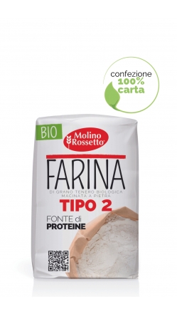 Farina biologica di grano tenero tipo 2 macinata a pietra - 500g -