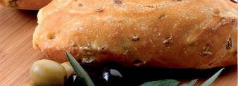 Khorasan bread with olives