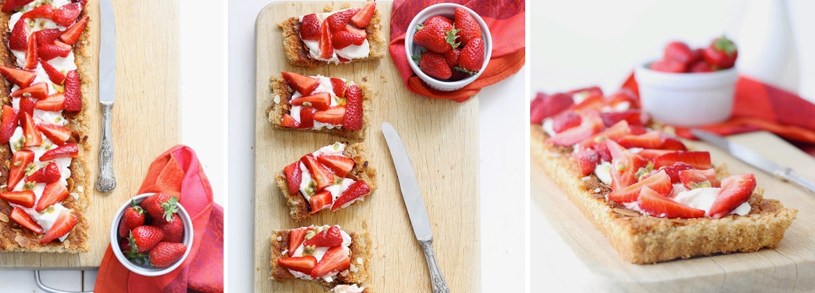 Torta frangipane con fragole e frutto della passione