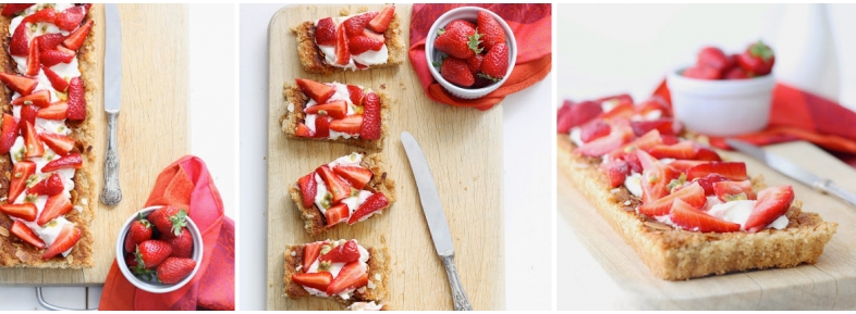 Torta frangipane con fragole e frutto della passione