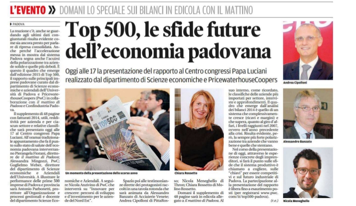 Molino Rossetto tra le TOP 500 di Padova